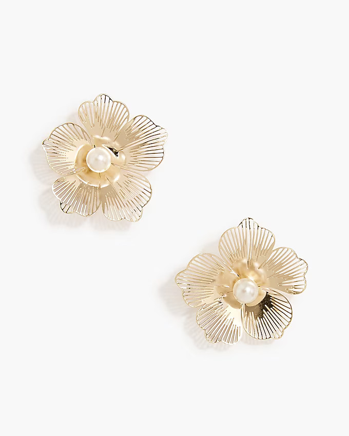Gold floral statement earrings | J.Crew Factory