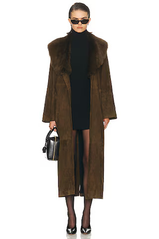 Briona Suede Trench Coat | FWRD 