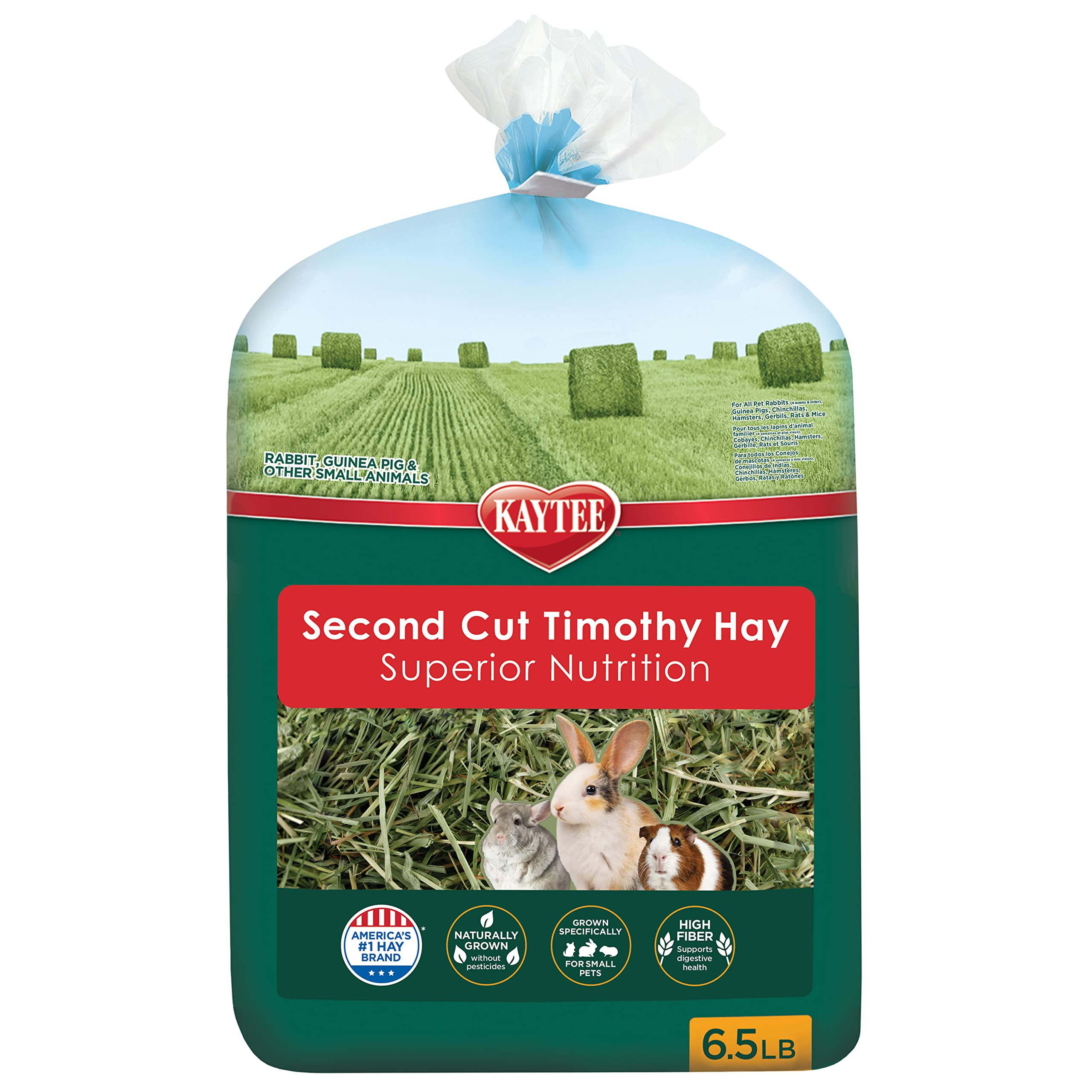 Kaytee 2nd Cut Soft and Lush Timothy Hay for Pet Guinea Pigs, Rabbits & Other Small Animals, 6.5 ... | Amazon (US)