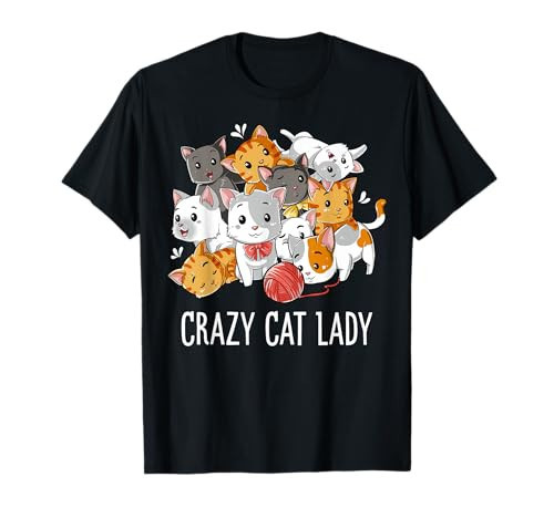 Crazy Cat Lady Funny Girls Women Kitty Kitten Animal Lover T-Shirt | Amazon (US)