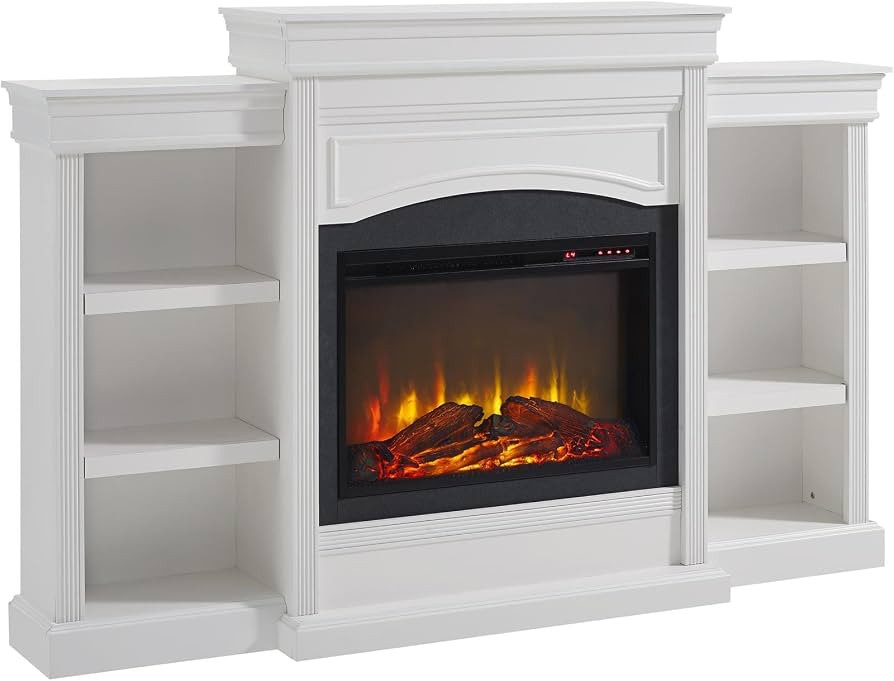 Ameriwood Home Lamont 69 Inch Electric Fireplace with Mantel, Shelves, Replaceable Fireplace Inse... | Amazon (US)