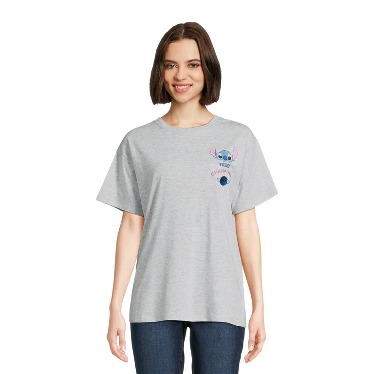 Stitch Women’s Juniors Graphic Embroidery T-Shirt with Short Sleeves, Sizes XS-3XL | Walmart (US)