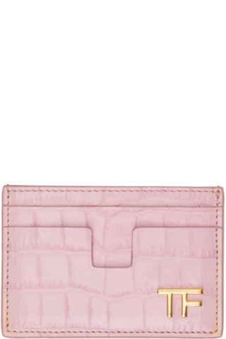 Pink Shiny Stamped Croc TF Card Holder | SSENSE
