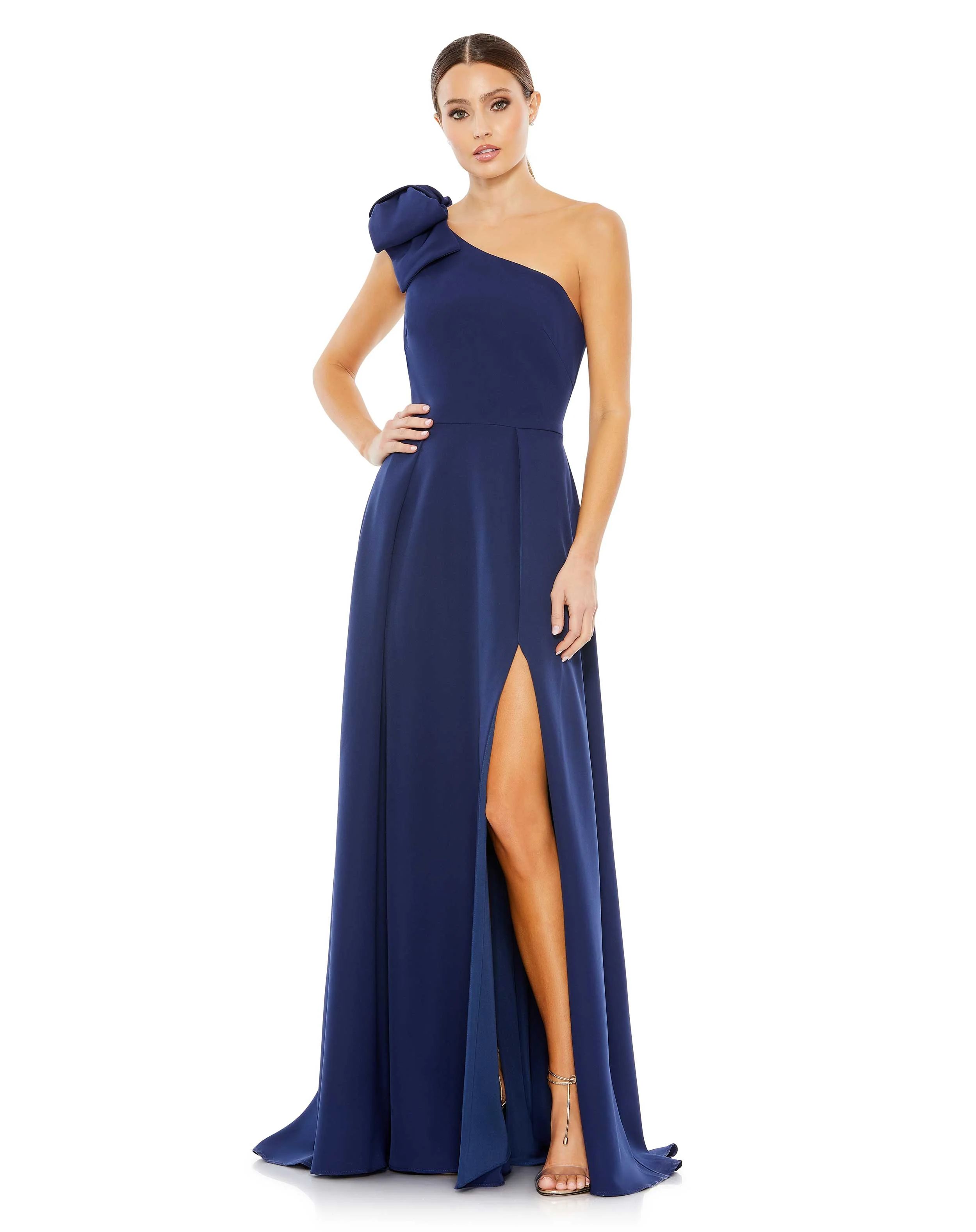 Bow One Shoulder A Line Gown | Mac Duggal
