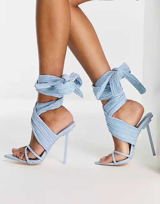 Public Desire Brunchin wrap ankle heel sandals in blue | ASOS (Global)