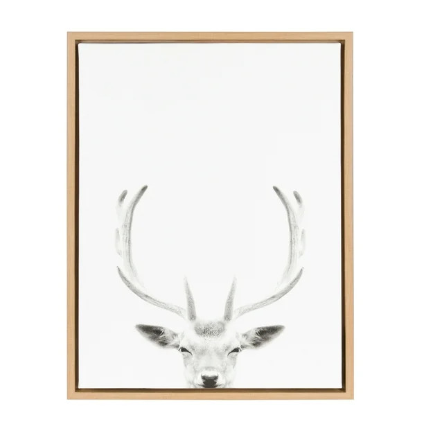 Kate and Laurel Sylvie Deer with Antlers Black and White Portrait Framed Canvas Wall Art by Simon... | Walmart (US)