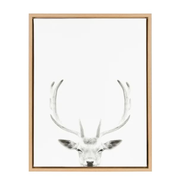 Kate and Laurel Sylvie Deer with Antlers Black and White Portrait Framed Canvas Wall Art by Simon... | Walmart (US)