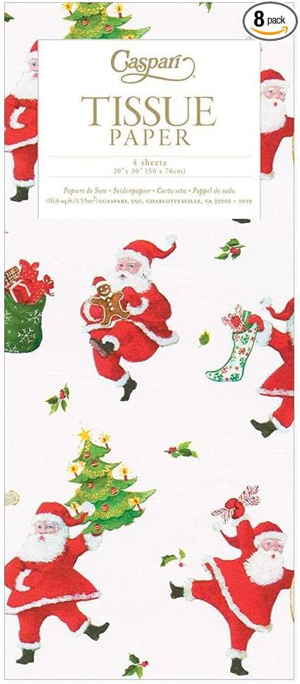 Amazon.com: Caspari Dancing Santas Tissue Paper - 8 Sheets Included : Health & Household | Amazon (US)