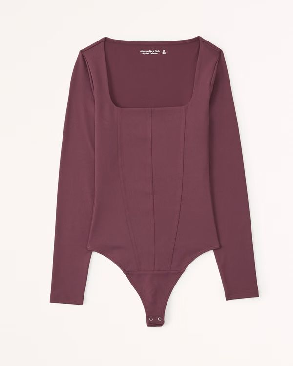 Long-Sleeve Seamless Fabric Corset Bodysuit | Abercrombie & Fitch (US)