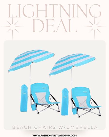 Perfect for the beach! 
Fashionablylatemom 
Beach Chair, Beach Chair and Umbrella, Folding Beach Chair, Beach Chairs for Adults, Low Beach Chair, Folding Chair with Umbrella, Camping Chair, Sillas De Playa (2-Pack Blue)
A low back folding beach chair with a collapsible tilted detachable umbrella compact. The included sand anchor tightly holder the umbrella. The beach chairs dimension is 22.6’’ x 24.4’’ x 23.6’’ (L x W x H), and the umbrella dimension is 52.4’’ x 56.7’’ (W x H). The mesh back fabric makes the chair breathable and cool.


#LTKsalealert #LTKSeasonal
