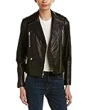 Cole Haan Women's Asymmetrical Leather Moto Jacket, Black, X-Small | Amazon (US)