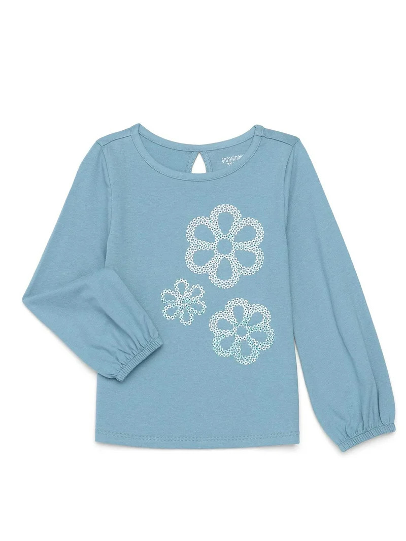 Garanimals Toddler Girl Long Cuffed Sleeve Sequin Graphic Top, Sizes 18M-5T - Walmart.com | Walmart (US)