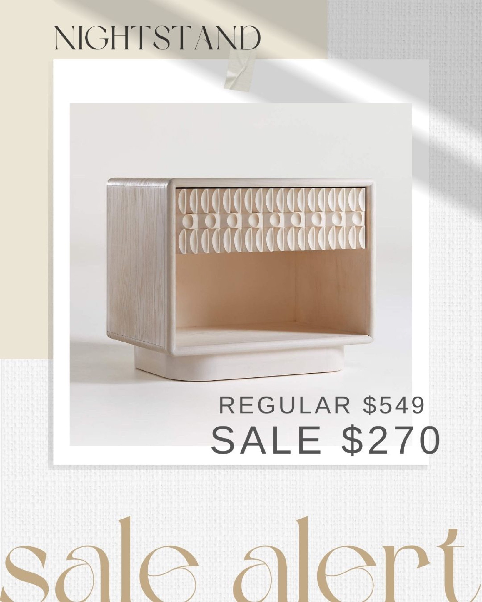 Neutral nightstand sale.

#nightstand #bedroomnightstand #bedroomsale #bedroomfurniture 

#LTKhome