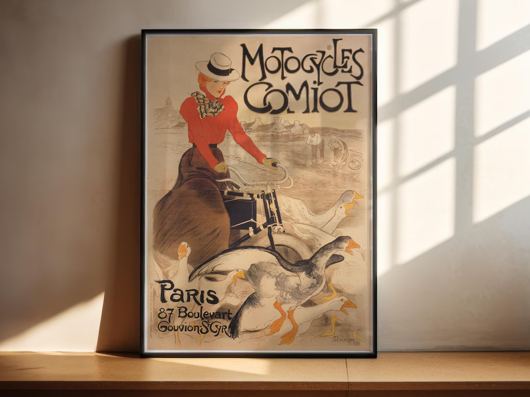 Motocycles Comiot Vintage French Art Poster Print - Etsy Canada | Etsy (US)