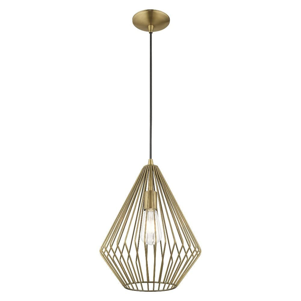Livex Lighting 41325-91 Geometric Shade - 11.5" One Light Mini Pendant, Brushed Nickel Finish wit... | Amazon (US)