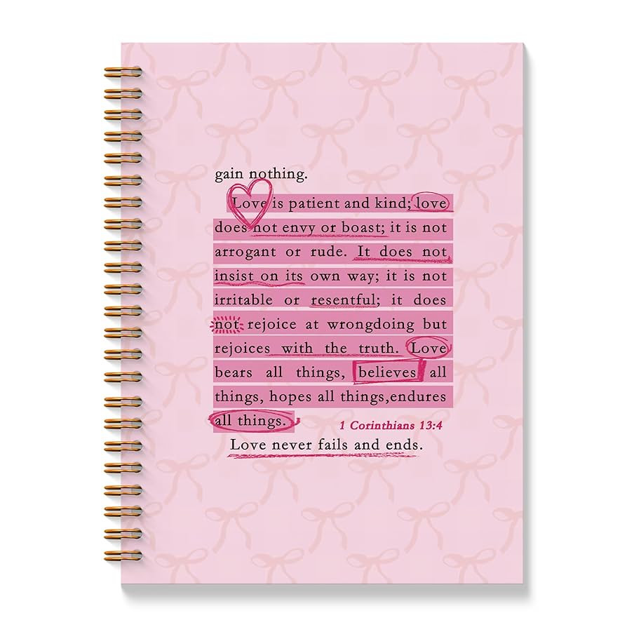 Pink Christian Decor Notebook - Pink Bow Bible Verse Journal, Religious Spiral Notebooks, Coquett... | Amazon (US)