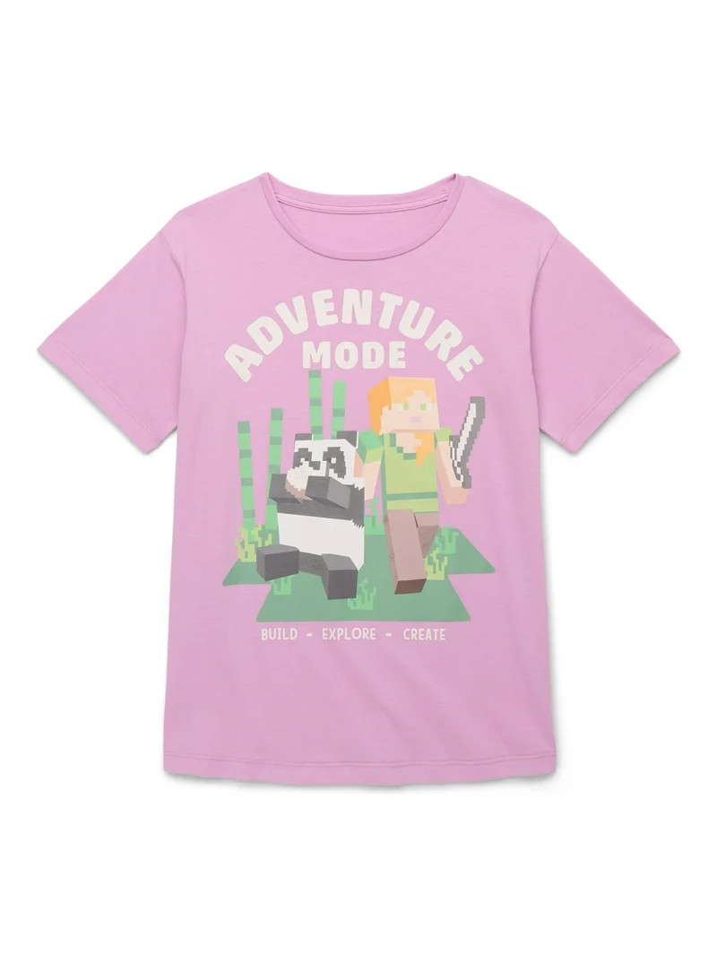 Minecraft Girls Short Sleeve Graphic T-Shirt, Sizes 4-16 | Walmart (US)