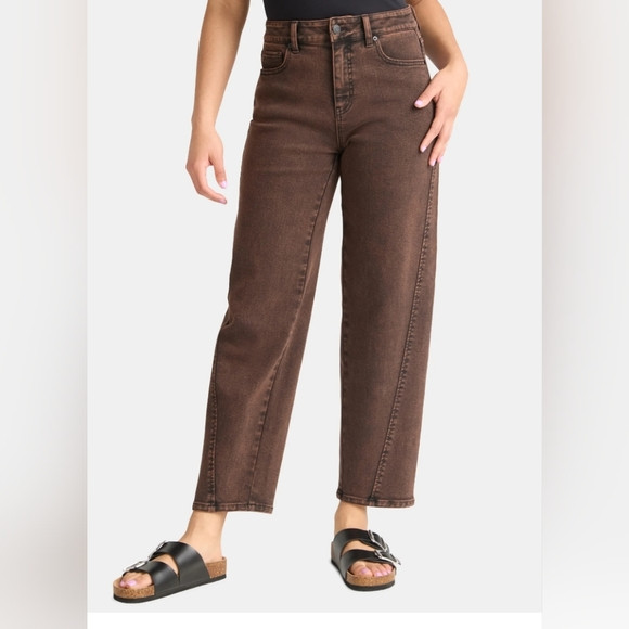 High-Rise Barrel Leg Women Jeans - Brown Size 18 With 26.5" Inseam. | Poshmark