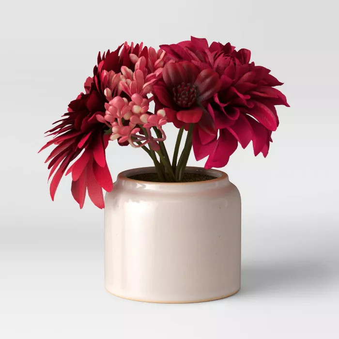 5" x 5.5" Artificial Purple Mum Plant Arrangement in Ceramic Pot - Threshold™ | Target