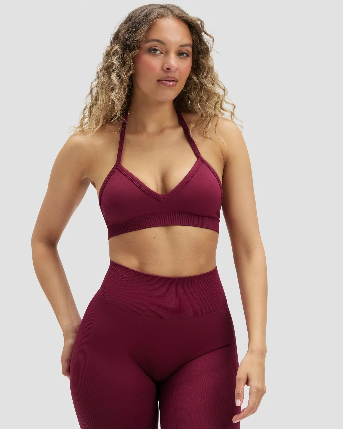 Elevate\u2122 Sculpting Seamless Adjustable Halter Bra | Cherry Berry | Thrivin Global