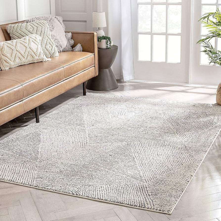 Well Woven Malaga Enzo Tribal Geometric Lines Beige Distressed High-Low 7'10" x 10'6" Area Rug | Amazon (US)