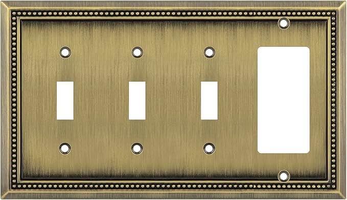 Henne Bery Sunken Pearls Heavy Duty Decorative Wall Plate Switch Plate Outlet Cover (Triple Toggl... | Amazon (US)