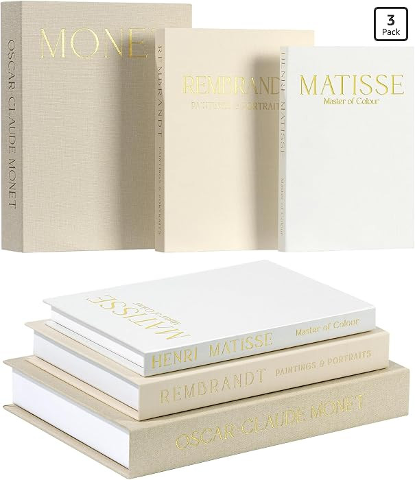 Set of 3 Decorative Books for Home Decor, Linen Faux Books for Coffee Table, Bookshelf or Mantel,... | Amazon (US)