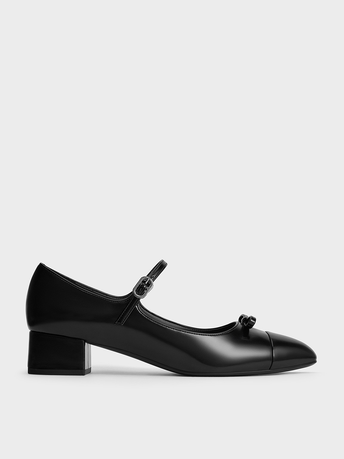 Bow Cap-Toe Mary Jane Pumps - Black Box | Charles & Keith CA