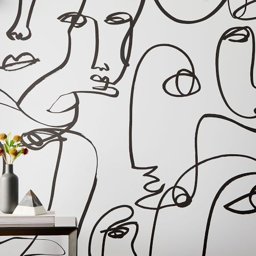 Drop It MODERN Femme© Removable Wallpaper - Black & White | West Elm (US)