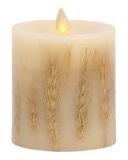 4.5in Wheat Flickering Flameless Pillar | TJ Maxx