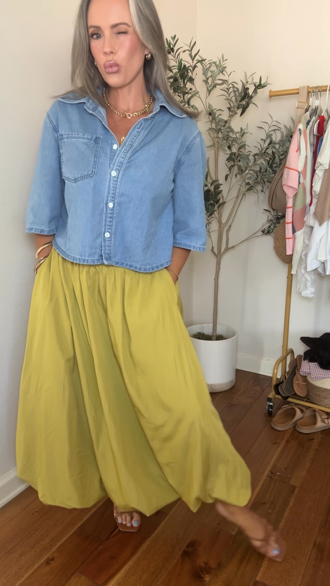 Denim top: small 
Levi’s shorts: tts 27, maybe sold out in this color but love the fit!! Other colors available.
Blue sweat pants: size medium, size up one 
White tank: medium, perfect cropped length
Khaki color pants: small wish I did a medium 
Green skirt: small-wish k did a medium for a looser fit, small works though! 
Blue gingham shorts: came as a set in a size small 
Green pants: size medium, went up a size #summerfashion #denimtop #denimcrop #croptop #summerstyle
#momstyle #amazonprimedays

#LTKmomlife #LTKOver40 #LTKSeasonal
