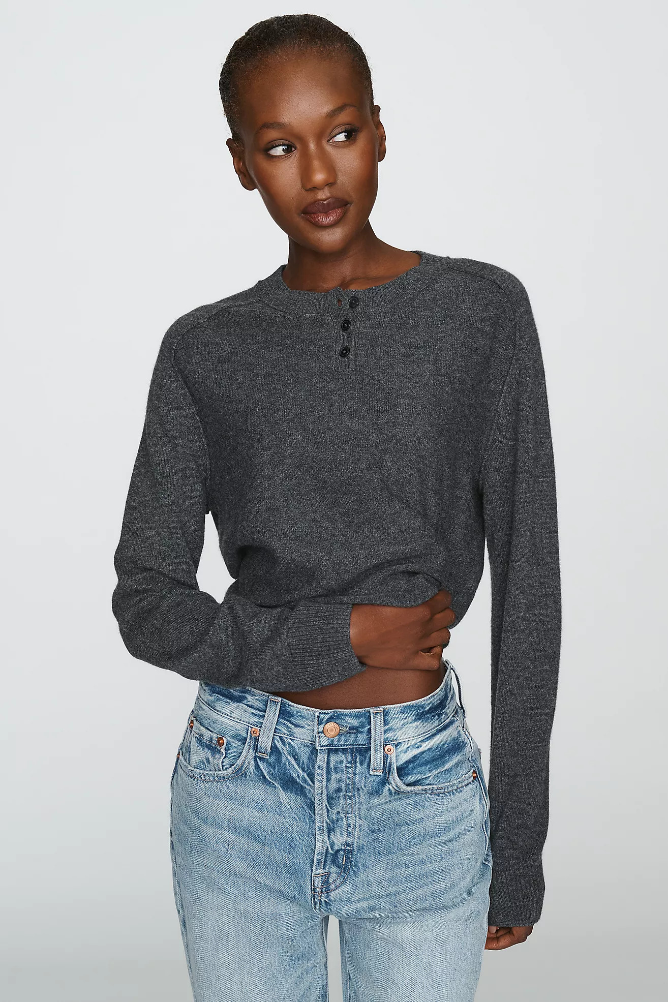 Maeve Wool Cashmere Henley Sweater | Anthropologie (US)