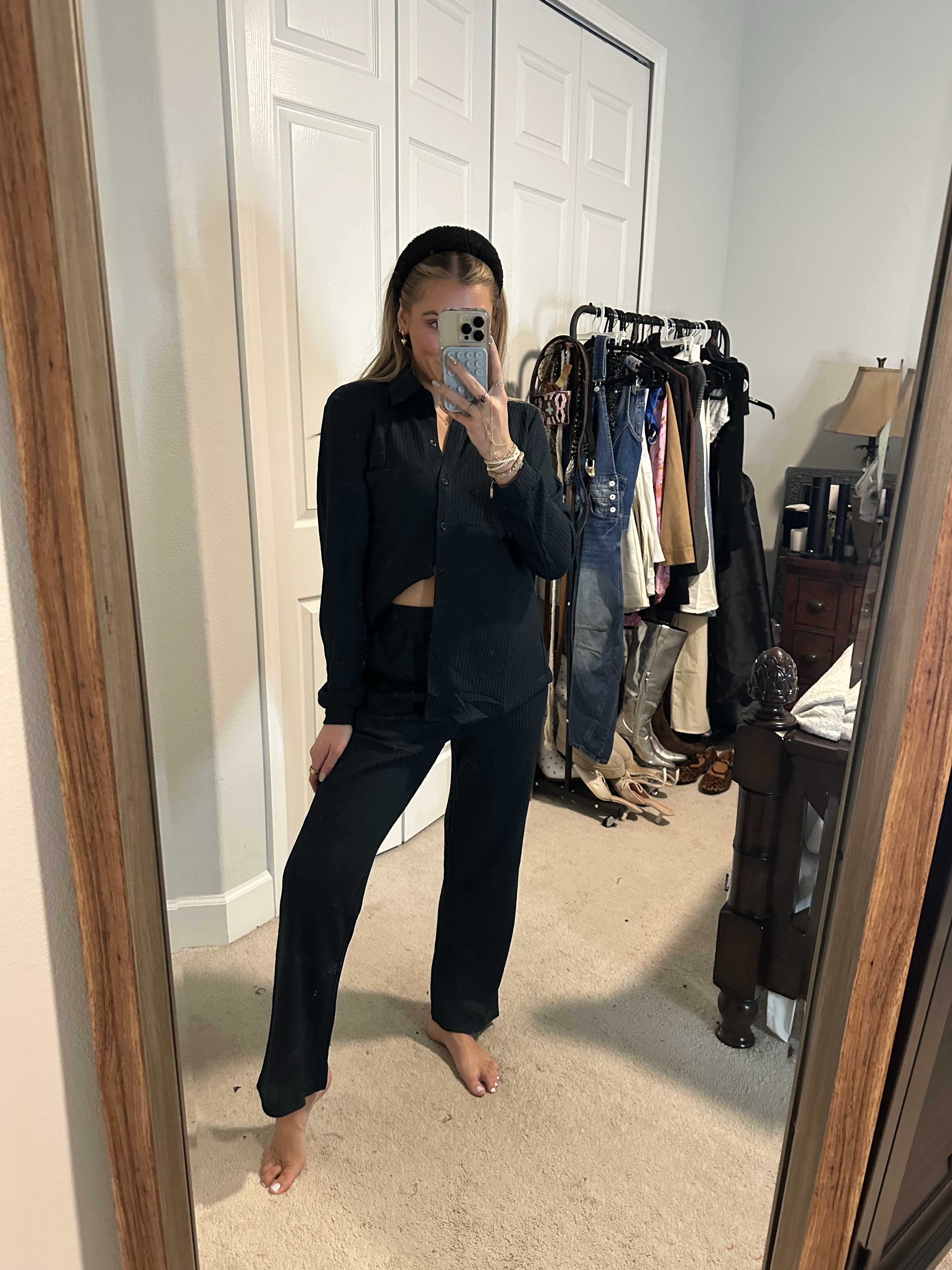 Amazon Ekouaer Womens Waffle Knit Pajamas Set 2 Pieces Loungewear Long Sleeve Button Down Matching Sleepwear size small in green. Women's 2 pieces pj set with elastic tie waist fits for any body size so well. Waffle knit loung wear, Single chest pokect, button-up elements give your a fashionable look. Long sleeves relaxing loungwear sets also show your casual and relaxing style.

#LTKSeasonal #LTKFindsUnder50 #LTKSaleAlert