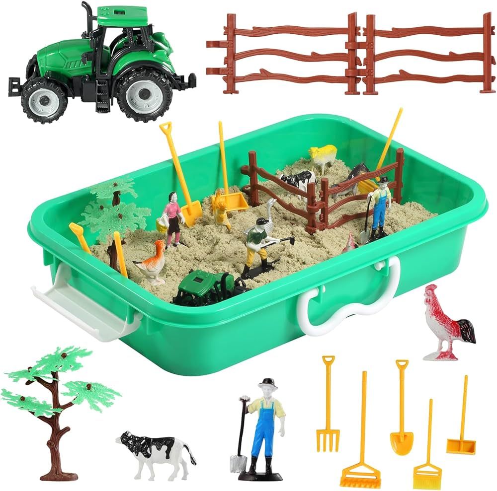Farm Sensory Bin, Farm Sensory Toys with Play Sand for Toddlers Boys and Girls, Kids Toys Gift Sa... | Amazon (US)