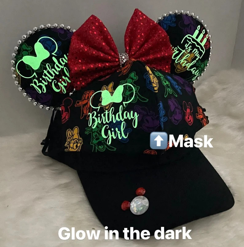 Inspired Vintage Birthday Mickey Mouse ears OR with combo matching mask set..  Mickey Minnie ears... | Etsy (US)
