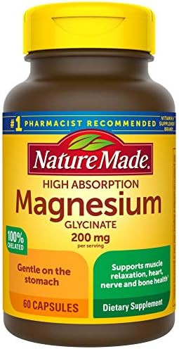 Nature Made Magnesium Glycinate 200 mg per Serving, Dietary Supplement for Muscle, Heart, Nerve a... | Amazon (US)