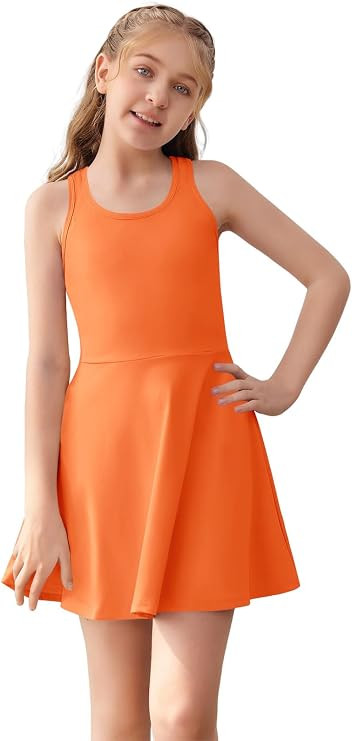 Haloumoning Girls Sleeveless Tennis Dress Athletic Golf Racerback Dress | Amazon (US)