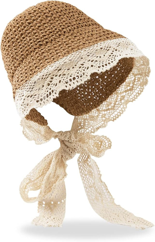 pureborn Baby Toddler Girls Straw Sun Hat Summer Beach Hat | Amazon (US)