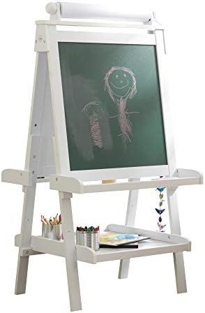 KidKraft Deluxe Wooden Easel with Chalkboard and Dry Erase Surfaces, Paper Roll and Paint Cups - ... | Amazon (US)