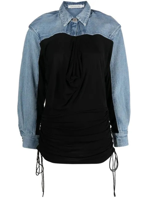 Christopher Esber two-tone denim-panel Blouse - Farfetch | Farfetch Global