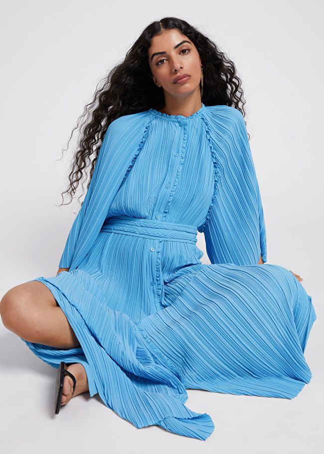 Relaxed Braided Belt Plissé Dress | & Other Stories US