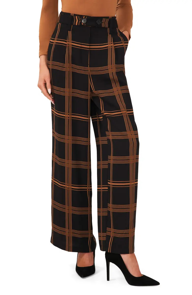Windowpane Plaid Wide Leg Trousers | Nordstrom