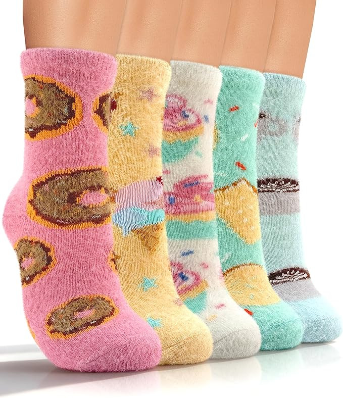 Funny Food Fuzzy Socks for Kids Girls, Crazy Novelty Silly Funky Fun Plush Fluffy Cozy Soft Warm ... | Amazon (US)