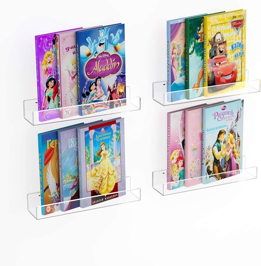 NIUBEE 16.5" Premium Acrylic Floating Nursery Kids Bookshelf Wall Ledge Shelf, Clear Invisible Sp... | Amazon (US)