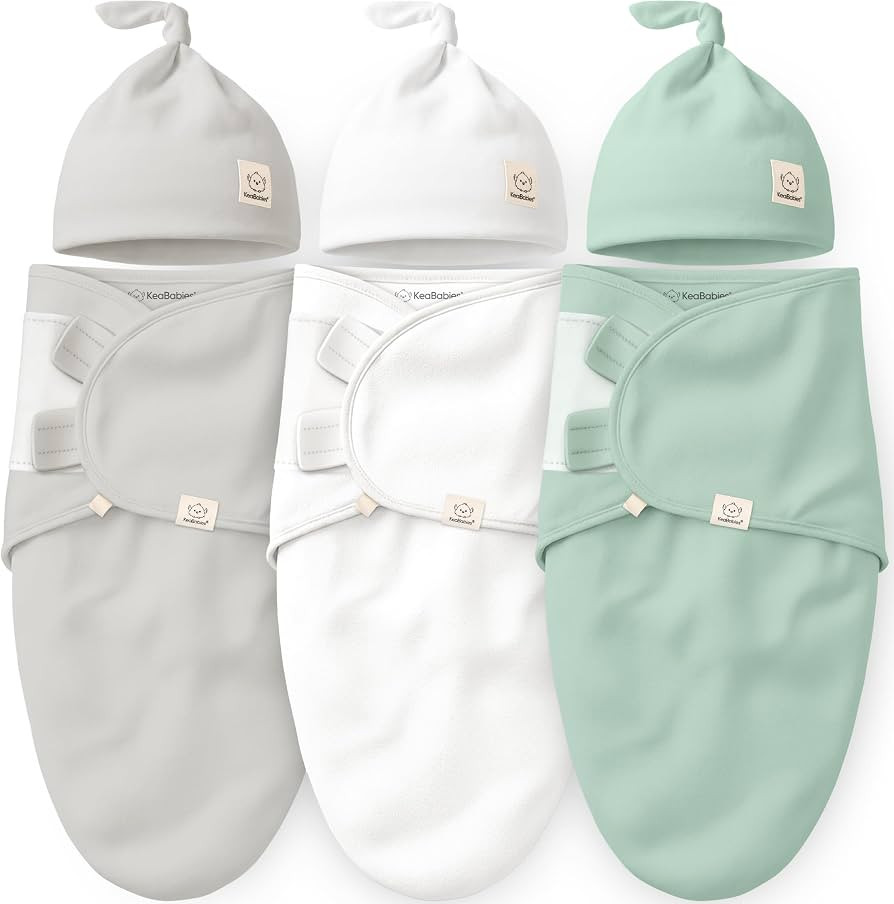 KeaBabies 3-Pack Organic Swaddles for Newborns Girls, Boys with Hats - Soft Cotton Baby Sleep Sac... | Amazon (US)