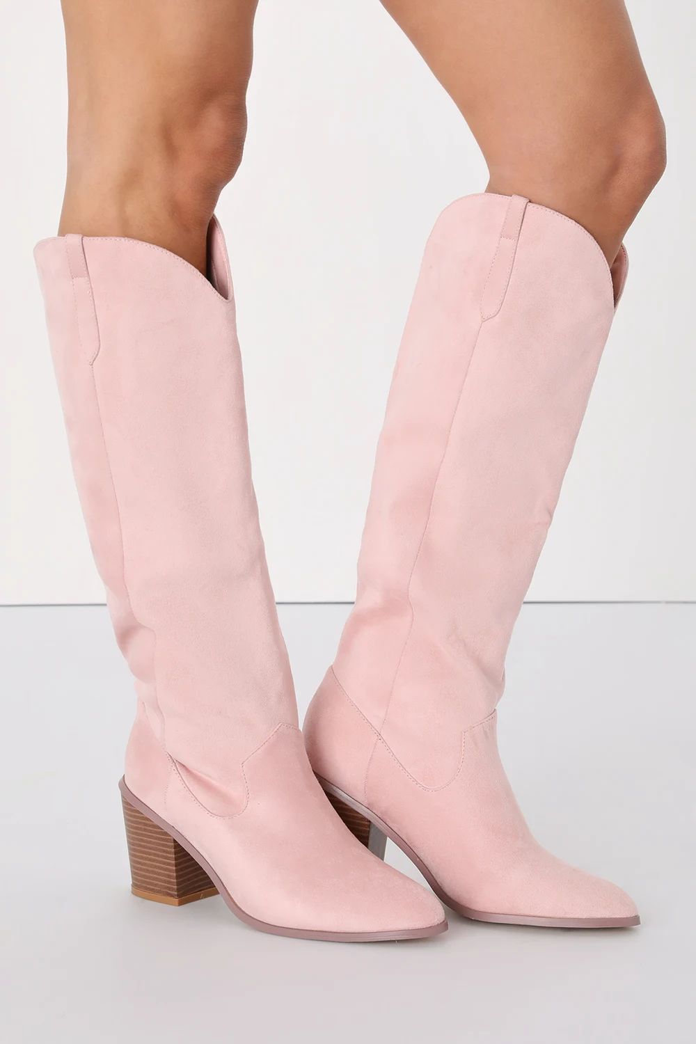 Renuu Rose Quartz Suede Pointed-Toe Knee-High Boots | Lulus (US)