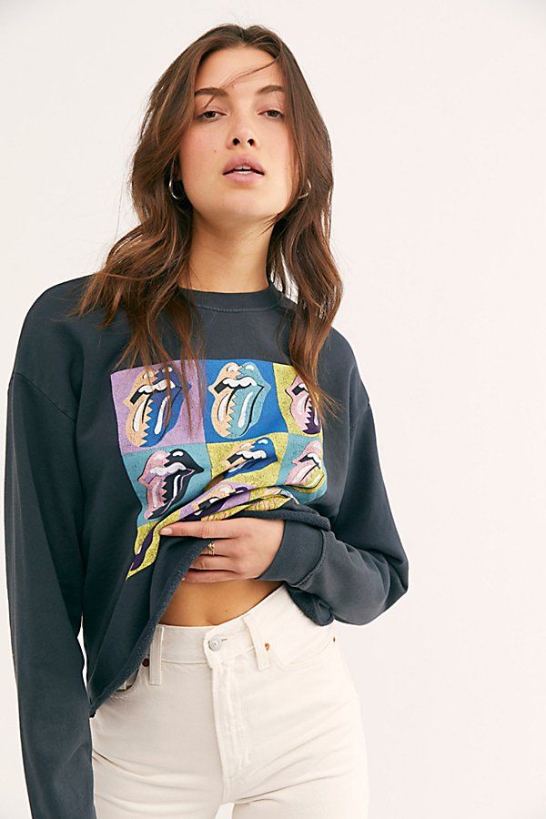 Rolling Stones Urban Jungle Sweatshirt by Daydreamer at Free People, Washed Black, L | Free People (Global - UK&FR Excluded)