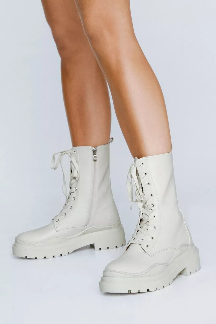 Faux Leather Chunky Lace Up Biker Boots | Nasty Gal UK (+IE)