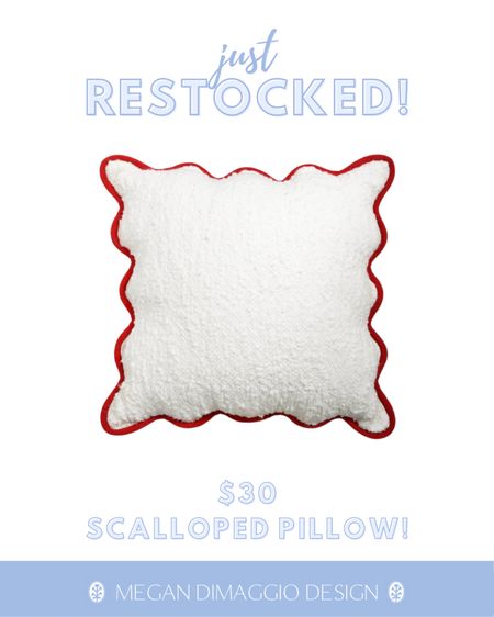 Hurry!! Restock alert (but limited amounts) on this new oversized scalloped Christmas throw pillow!!! 😍🙌🏻🏃🏼‍♀️🎄 I have 2 in the green but LOVE this red!! 

#LTKfindsunder50 #LTKHoliday #LTKhome