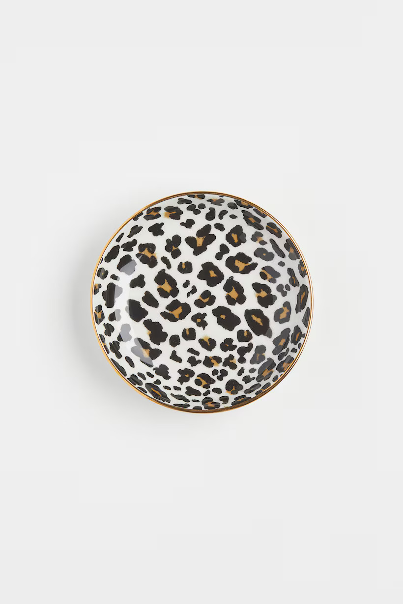 Small Porcelain Dish - White/leopard print - Home All | H&M US | H&M (US + CA)